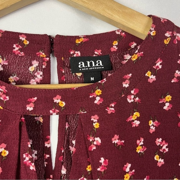 A.N.A Red Floral Long Sleeve Shift Dress M - Picture 4 of 5